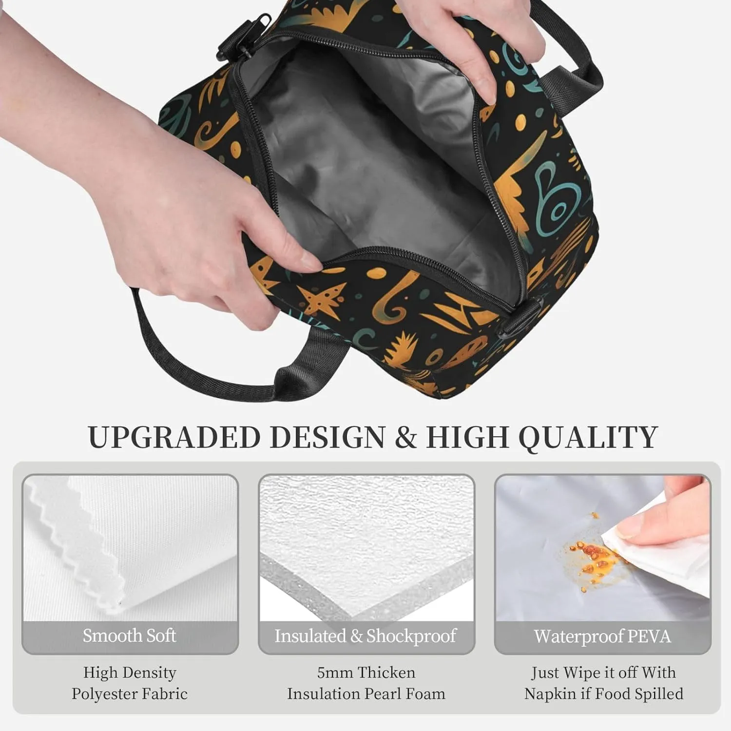 Insulated Lunch Bag Primitive Lunch Box for Women Men Reusable Leakproof Cooler Bag for Office Travel Picnic