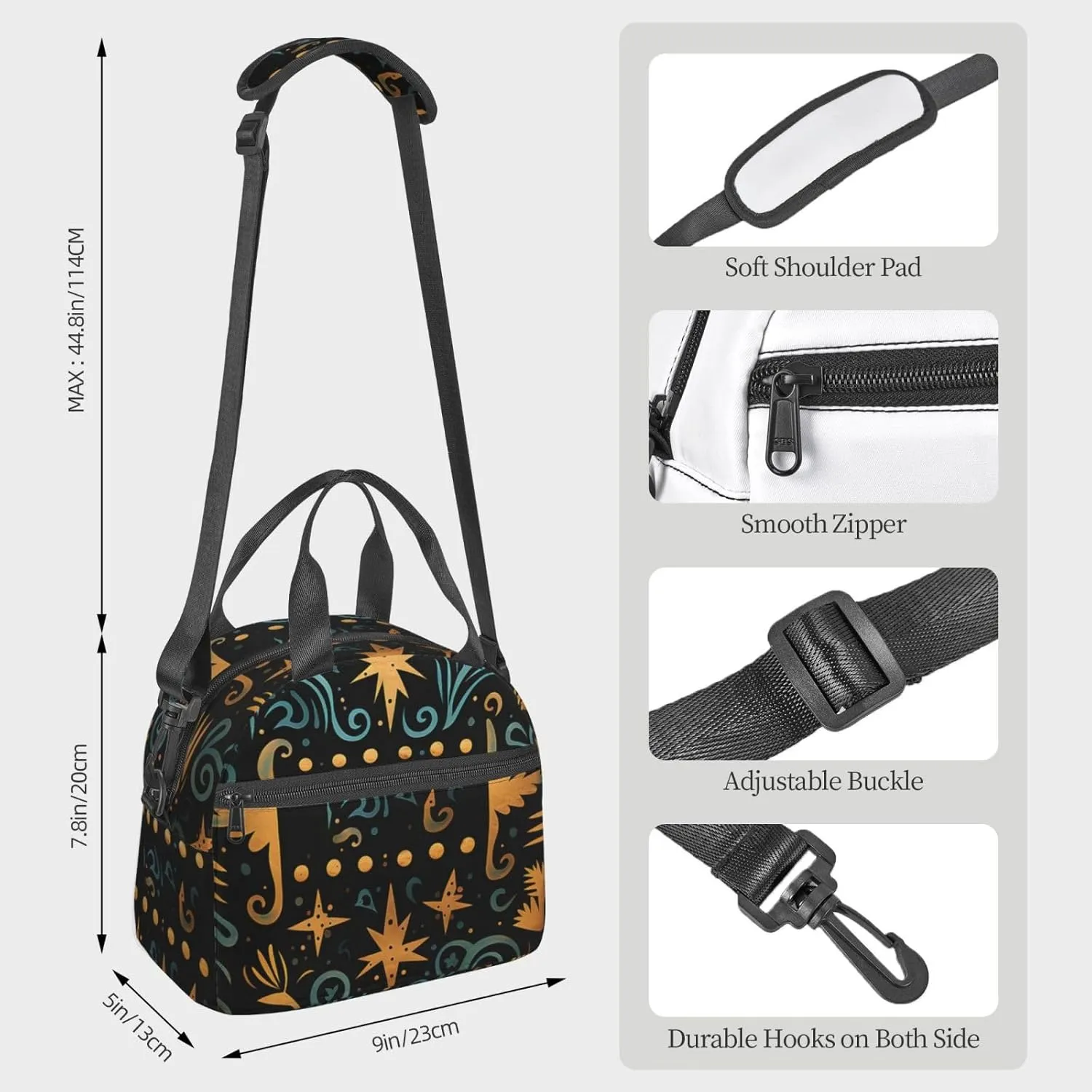 Insulated Lunch Bag Primitive Lunch Box for Women Men Reusable Leakproof Cooler Bag for Office Travel Picnic