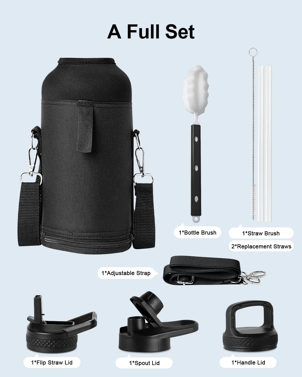 Insulated Water Bottle 87 oz, Stainless Steel Water Bottles Cold for 48 Hrs, Leak Proof & BPA Free, Triple Wall Vacuum Reusable Water Flask Jug for Outdoor Sports Gym Camping, Indigo Black