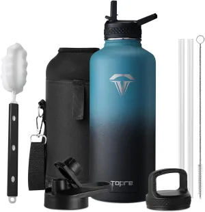 Insulated Water Bottle 87 oz, Stainless Steel Water Bottles Cold for 48 Hrs, Leak Proof & BPA Free, Triple Wall Vacuum Reusable Water Flask Jug for Outdoor Sports Gym Camping, Indigo Black
