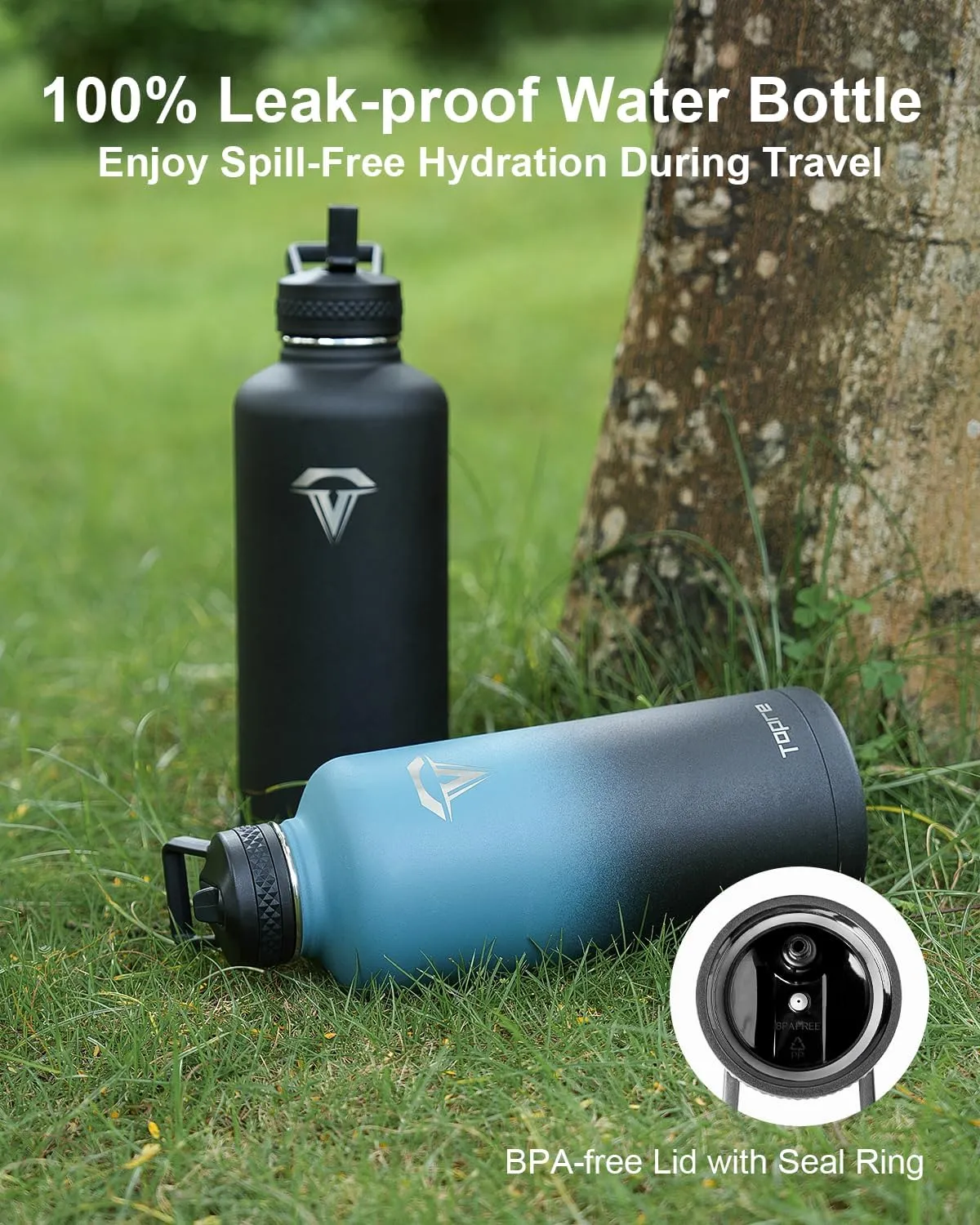 Insulated Water Bottle 87 oz, Stainless Steel Water Bottles Cold for 48 Hrs, Leak Proof & BPA Free, Triple Wall Vacuum Reusable Water Flask Jug for Outdoor Sports Gym Camping, Indigo Black