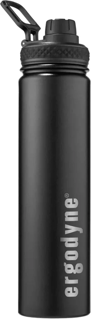Insulated Water Bottle, Stainless Steel, Dual Cap Opening, 25 oz, Ergodyne Chill Its 5152, Black