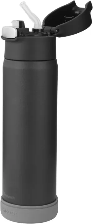 Insulated Water Bottle with Straw, Flip-up Stainless Steel Leakproof BPA-Free 18oz Thermos with Straw for Back to School
