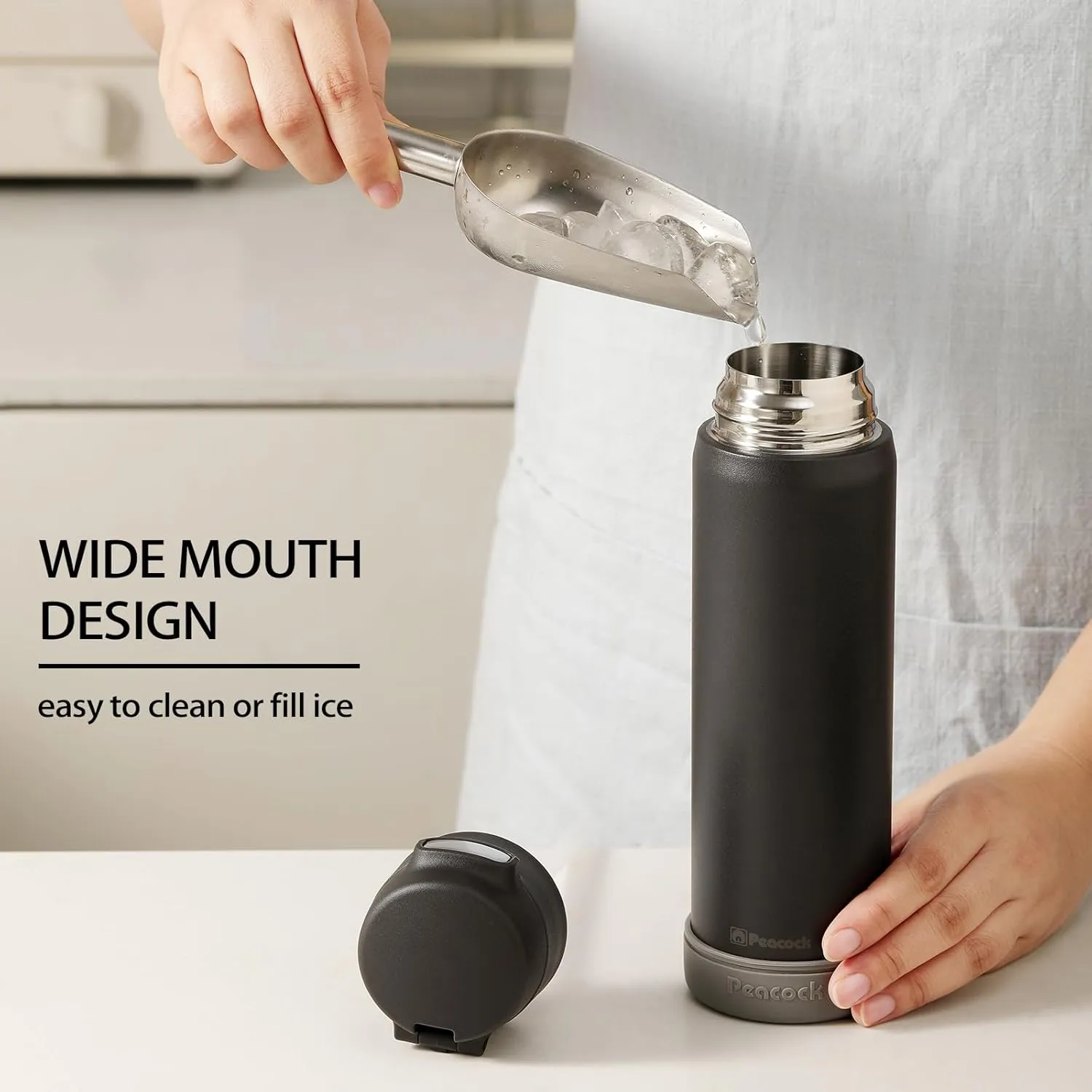 Insulated Water Bottle with Straw, Flip-up Stainless Steel Leakproof BPA-Free 18oz Thermos with Straw for Back to School