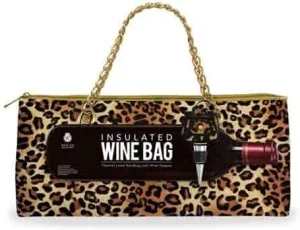 Insulated Wine Bag Trendy Women's Clutch Bag | Holds 1 Standard Bottle of Wine | Fashionable Lunch Bag Purse (Cheetah 1)