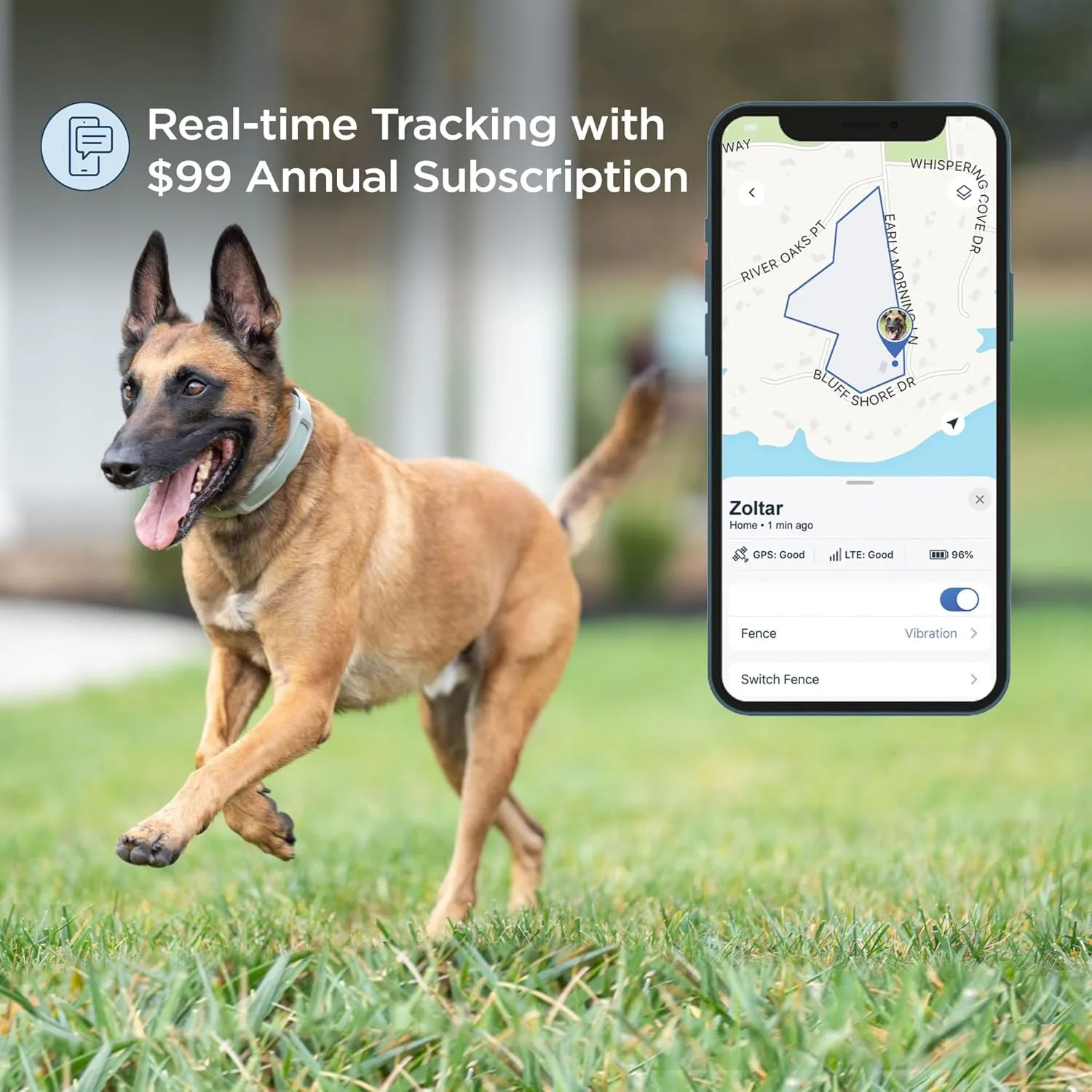Invisible Fence GPS Dog Fence & Tracking Collar Bundle with Training Flags (White) & Treat Bag (Red), Wireless GPS Tracker Collar, for Medium & Large Dogs, Waterproof - 1 Year Subscription Included