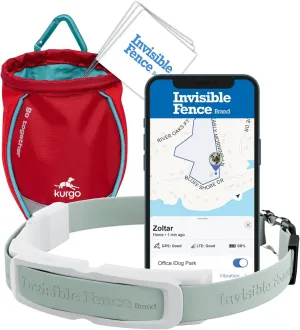Invisible Fence GPS Dog Fence & Tracking Collar Bundle with Training Flags (White) & Treat Bag (Red), Wireless GPS Tracker Collar, for Medium & Large Dogs, Waterproof - 1 Year Subscription Included