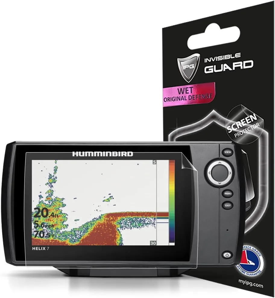 IPG Compatible with HUMMINBIRD HELIX 7 SONAR G2 / SI GPS FISH FINDER Screen Protector Invisible Film Guard Cover Free Lifetime Replacement Bubble -Free