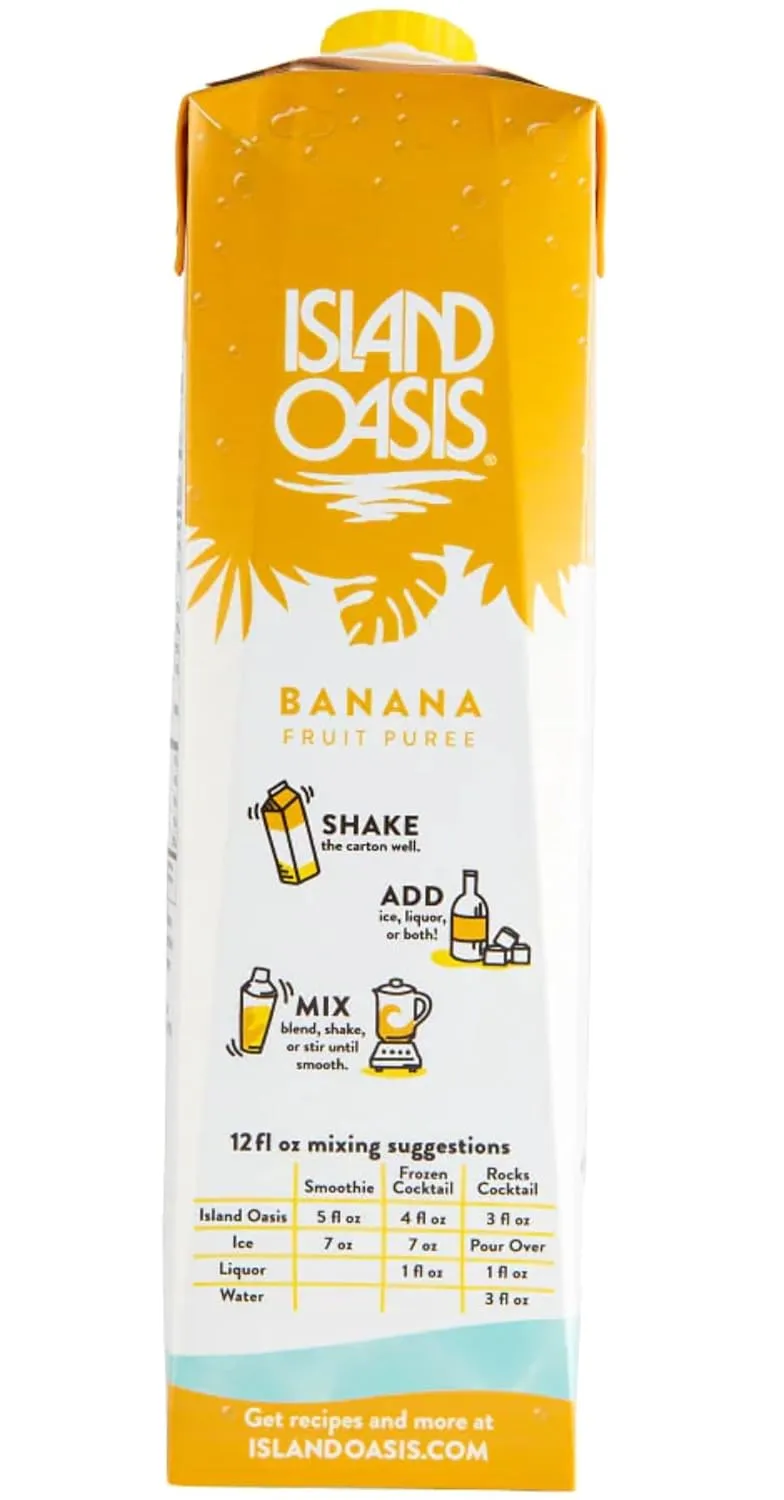 Island Oasis SB3X Premium Banana Drink Mix Bottle, 1 L