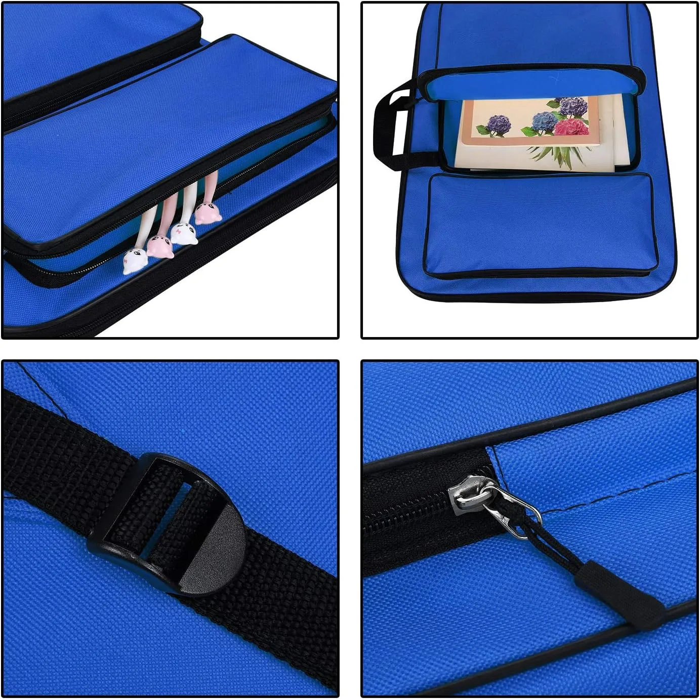 ITODA A3 Art Portfolio Carry Case Bag Drawboard Tote Handheld Storage Portable Shoulder Lightweight Box for 8k Sketch Pad Artist Drawing Painting Supplies