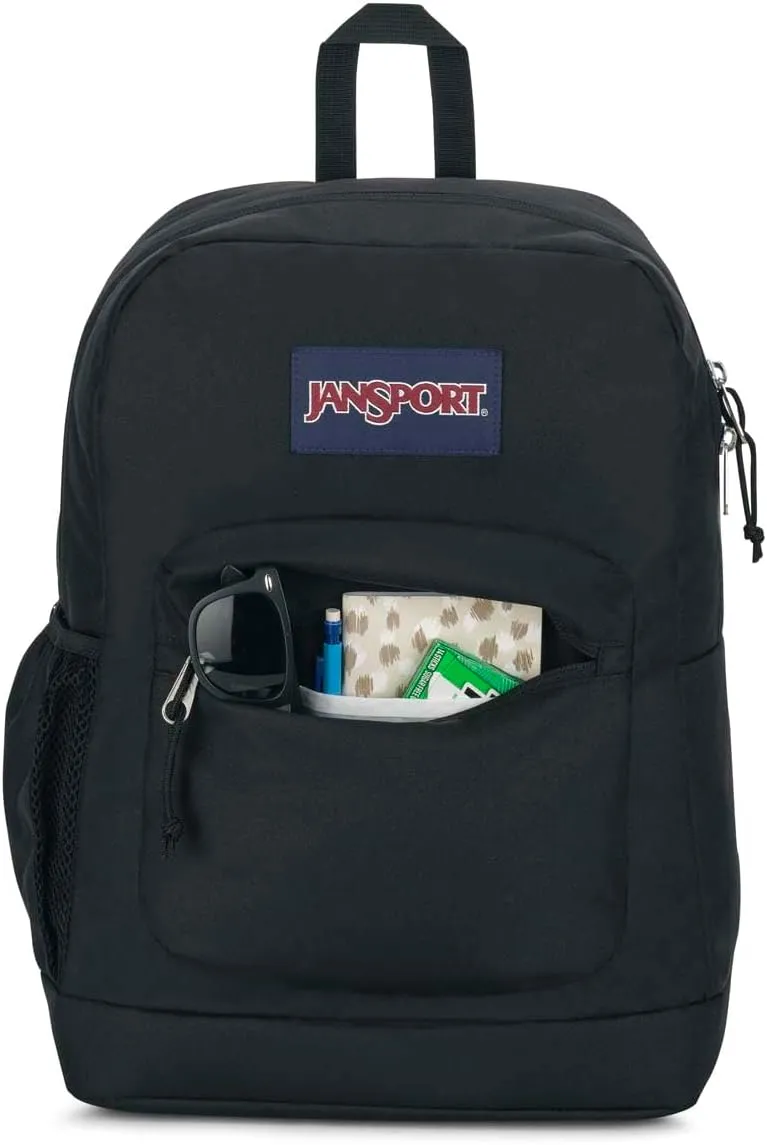 JanSport Cross Town Plus Backpack - Large Main Compartment, Side Water Bottle Pocket, 15-Inch Padded Laptop Sleeve - Black