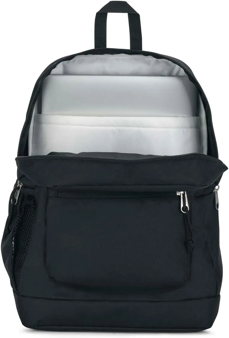 JanSport Cross Town Plus Backpack - Large Main Compartment, Side Water Bottle Pocket, 15-Inch Padded Laptop Sleeve - Black