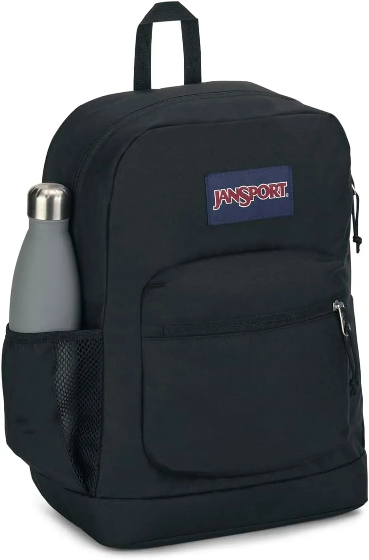 JanSport Cross Town Plus Backpack - Large Main Compartment, Side Water Bottle Pocket, 15-Inch Padded Laptop Sleeve - Black