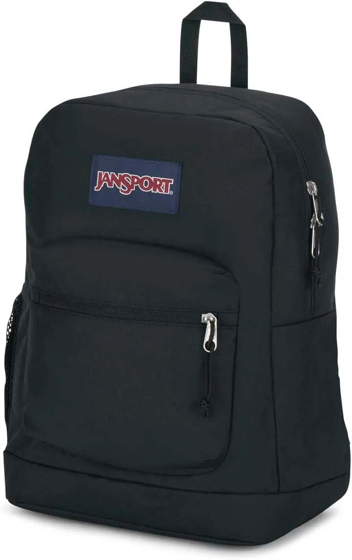 JanSport Cross Town Plus Backpack - Large Main Compartment, Side Water Bottle Pocket, 15-Inch Padded Laptop Sleeve - Black