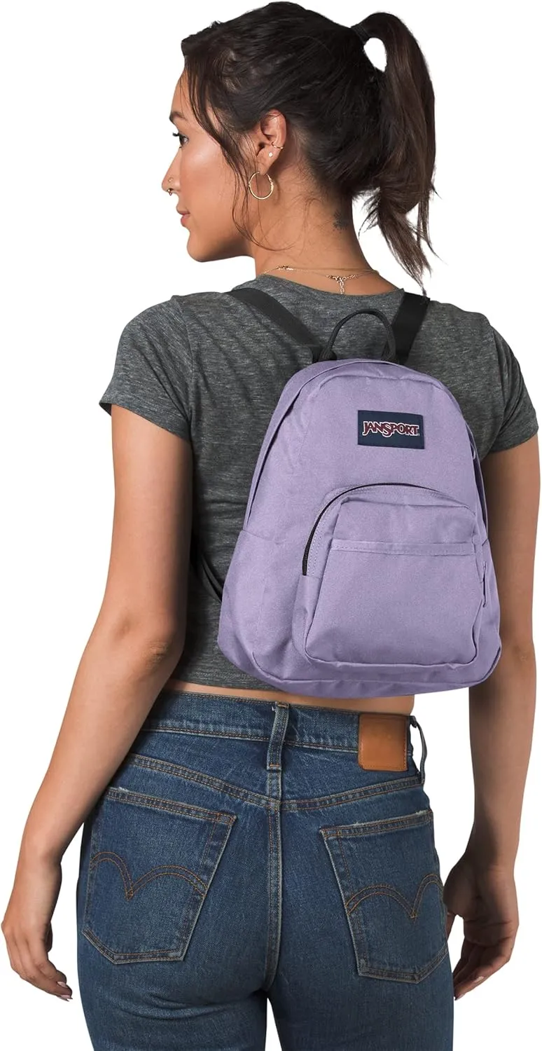JanSport Half Pint Mini Backpack, 10.2 L - Durable Mini Bag Purse with Adjustable Shoulder Straps, Single Main Compartment, Zippered Stash Pocket, Pastel Lilac