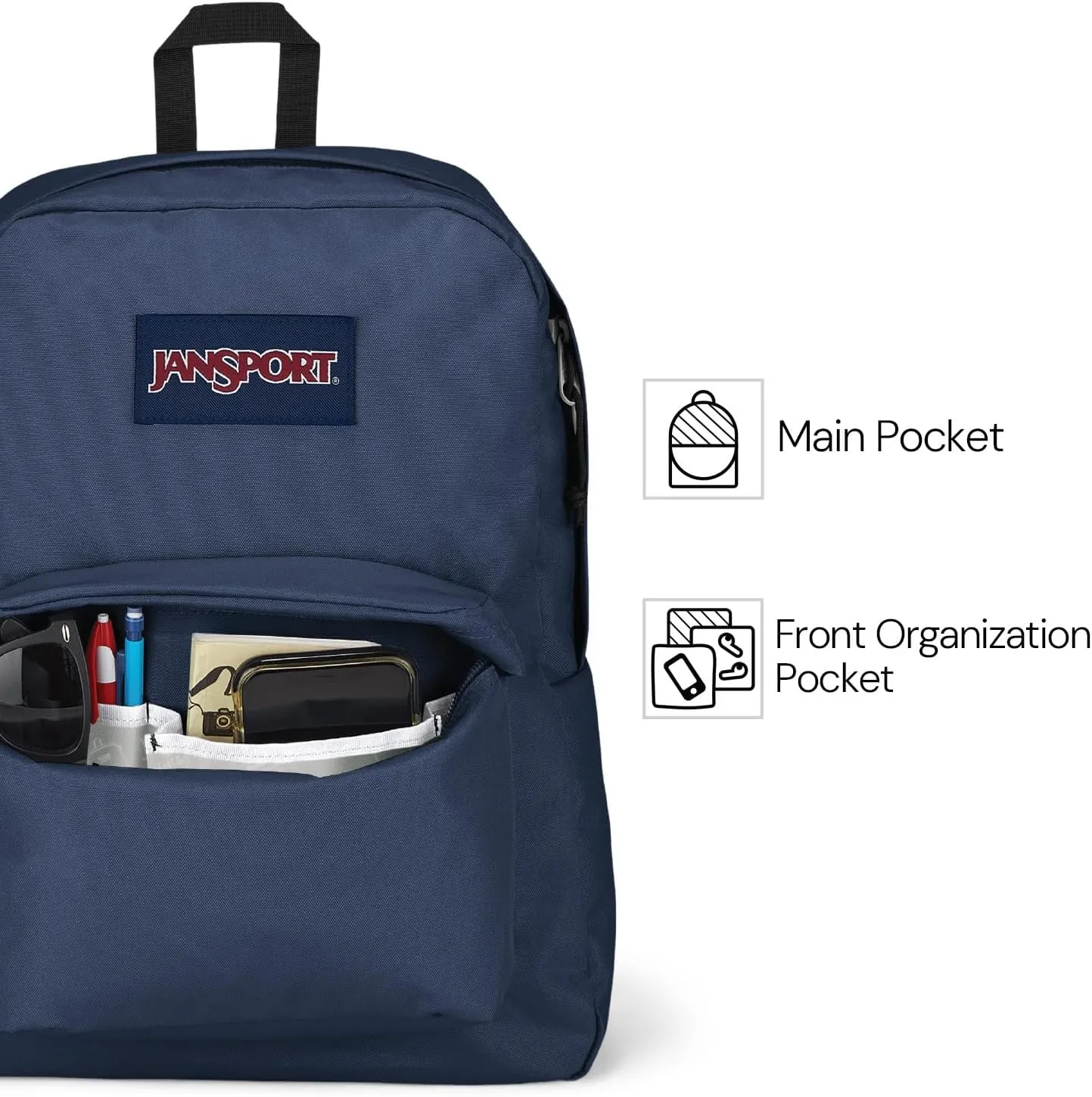 JanSport SuperBreak One Backpacks - Durable, Lightweight Bookbag with 1 Main Compartment, Front Utility Pocket with Built-in Organizer - Premium Backpack, Red Tape