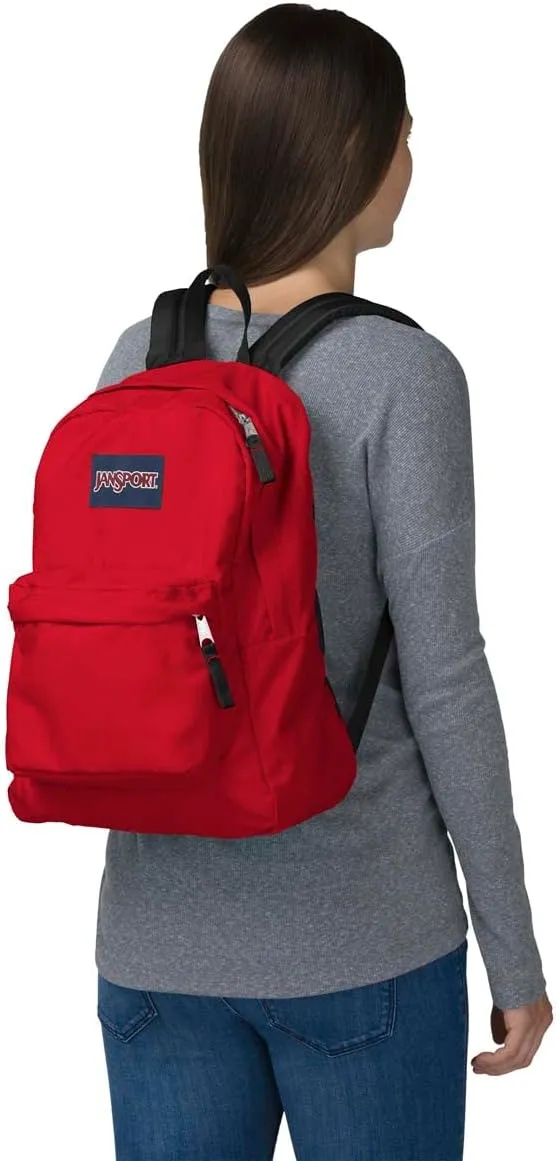 JanSport SuperBreak One Backpacks - Durable, Lightweight Bookbag with 1 Main Compartment, Front Utility Pocket with Built-in Organizer - Premium Backpack, Red Tape