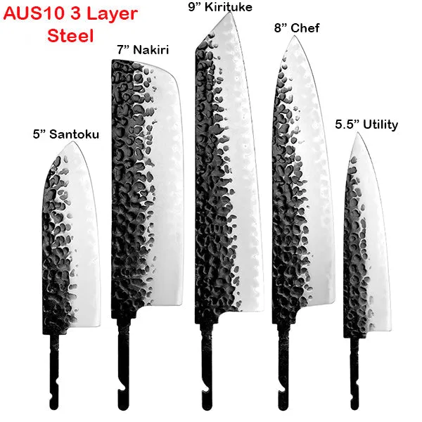 Japanese Style Santoku 5""  - Damascus AUS10 3 Layer- Hidden Tang -