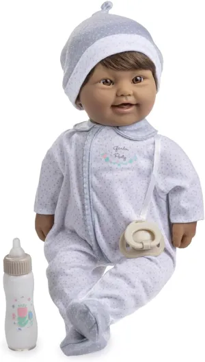 JC Toys 16" Soft Body Baby Doll with Down Syndrome/Brown Hair/Magic Milk Bottle/Realistic & Inclusive