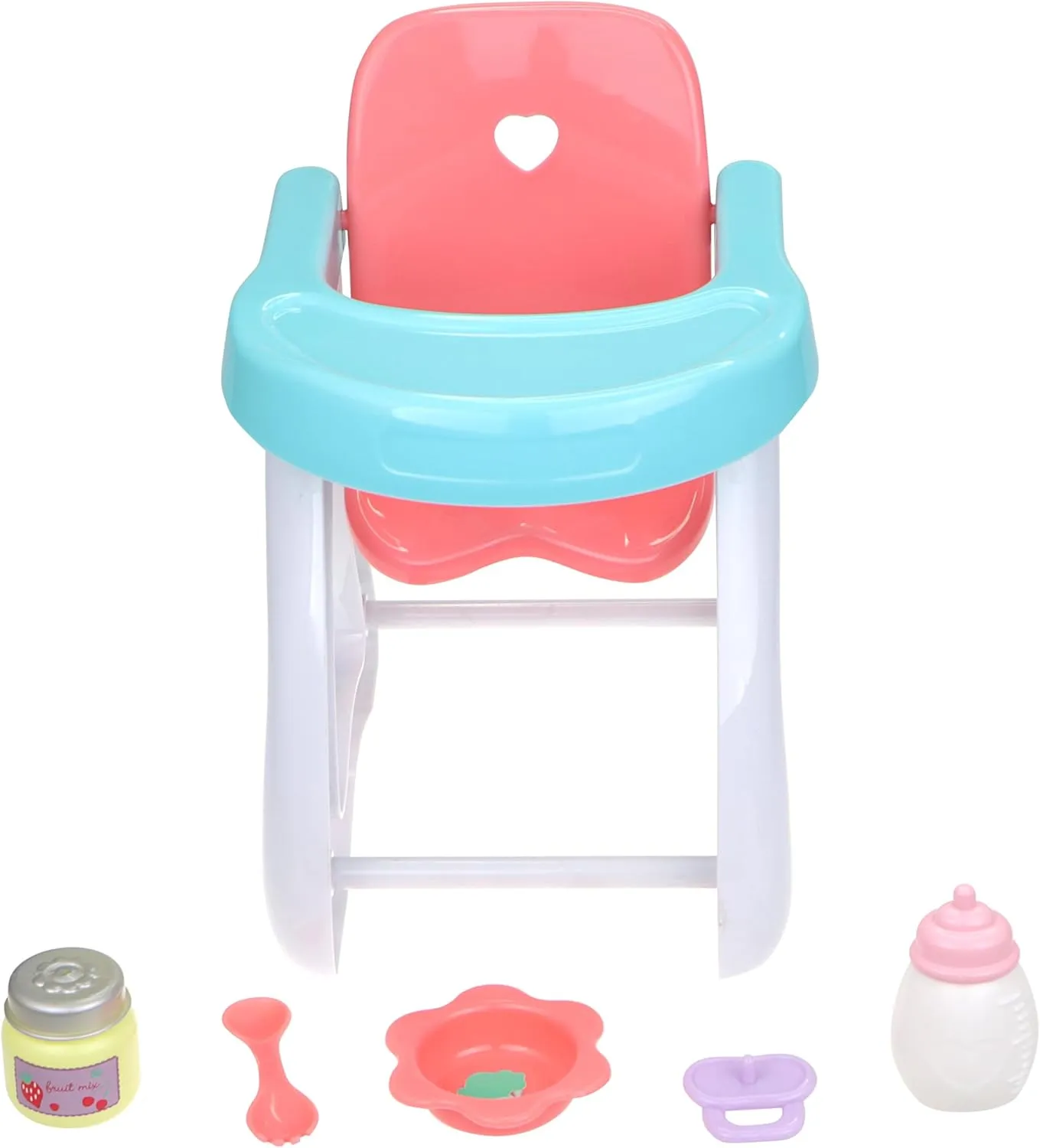 JC Toys Lil Cutesies 9" All Vinyl Baby Doll Feeding Time Gift Set| Posable and Washable | Removable Outfit | High Chair and Feeding Accessories Ages 2 