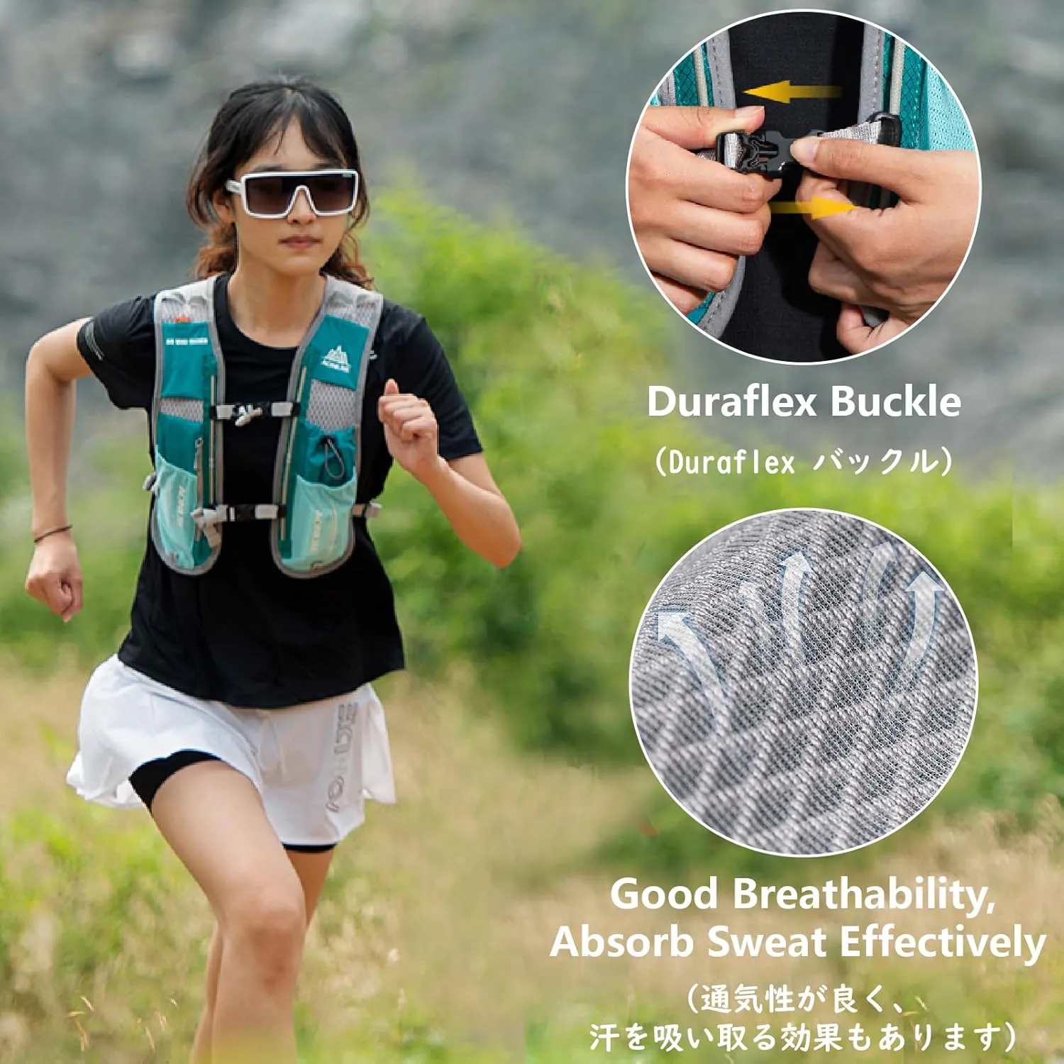 JEELAD Running Hydration Vest Trail Running Backpack BPA-Free Leak-Proof Running Water Bottles for Marathon Biking Hiking Cycling Outdoor