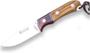 Joker Bushcraft Aguila CO105 Knife, Olive Wood Handle, holy Wood Ferrule, 4.13 inches Blade, Includes Brown Leather Sheath, Tool for Fishing, Hunting, Camping and Hiking