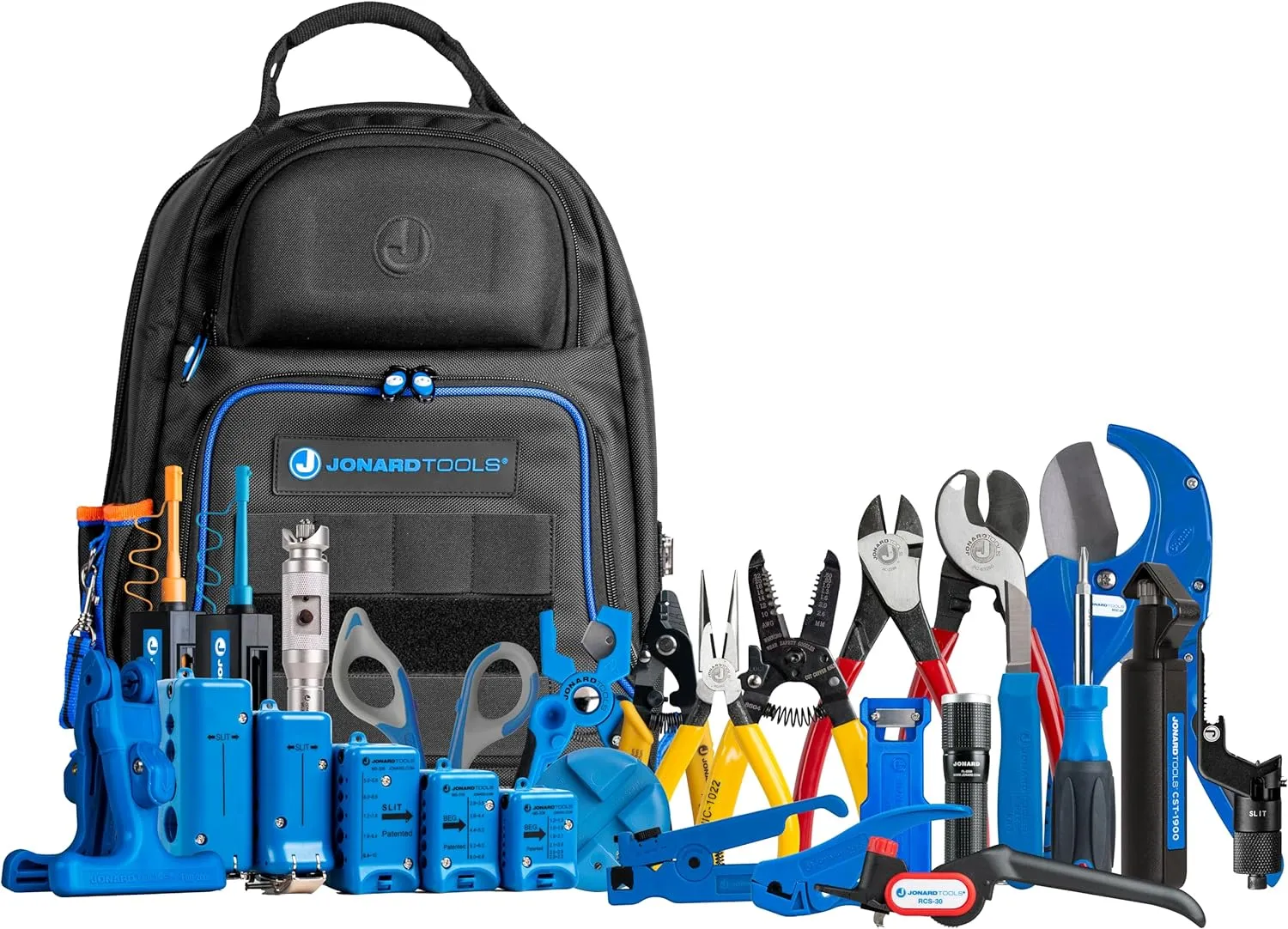 Jonard Tools TK-199B Ultimate Fiber Prep Backpack Kit – Complete 28 Piece Fiber Optic Cable Access and Termination Solution with Rugged Technicians Tool Backpack