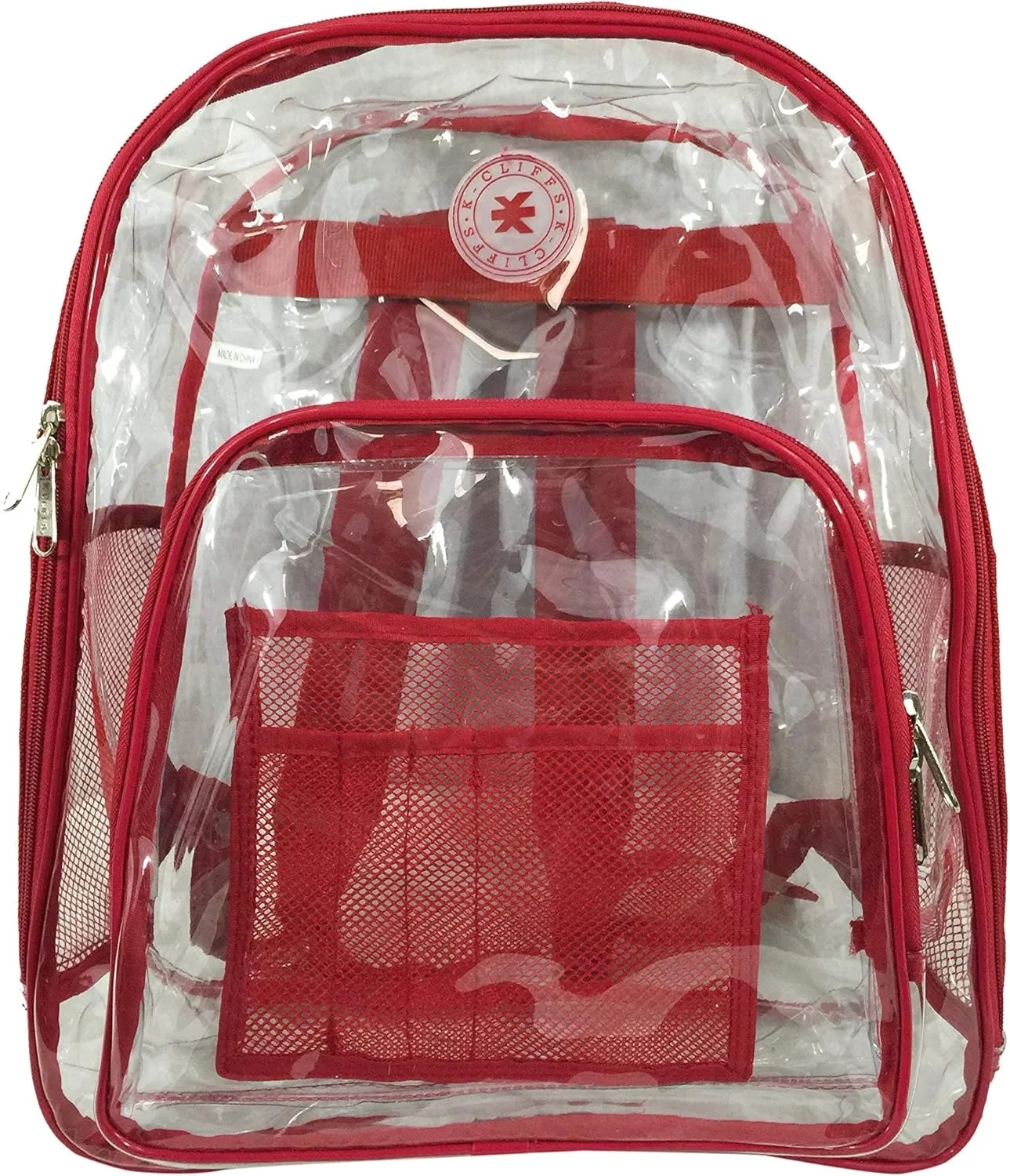 K-Cliffs Large Transparent Backpack Clear Heavy Duty School Bag Durable Student Bookbag See Through Vinyl Daypack Workbag