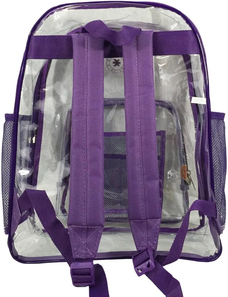 K-Cliffs Large Transparent Backpack Clear Heavy Duty School Bag Durable Student Bookbag See Through Vinyl Daypack Workbag