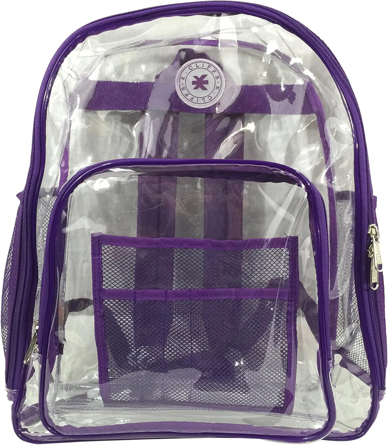 K-Cliffs Large Transparent Backpack Clear Heavy Duty School Bag Durable Student Bookbag See Through Vinyl Daypack Workbag