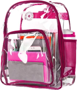 K-Cliffs Large Transparent Backpack Clear Heavy Duty School Bag Durable Student Bookbag See Through Vinyl Daypack Workbag