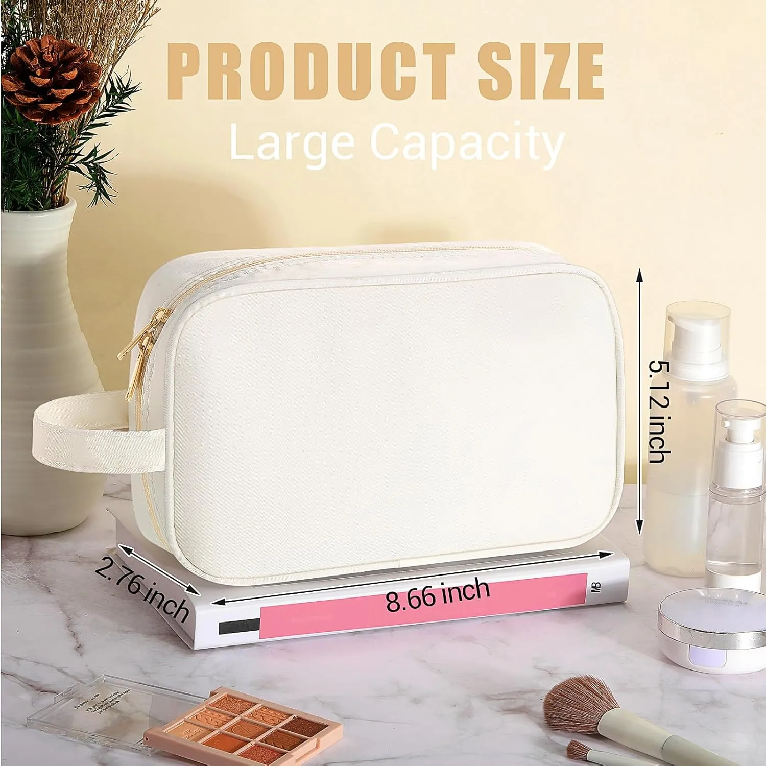 Kacctyen Insulated Makeup Bag for Car Women Cosmetics Bag Zippered Heat-resistant Travel Makeup Case Organizer Waterproof Skincare Case with Handle from Melting, Freezing & Spoiling(Basic Style)