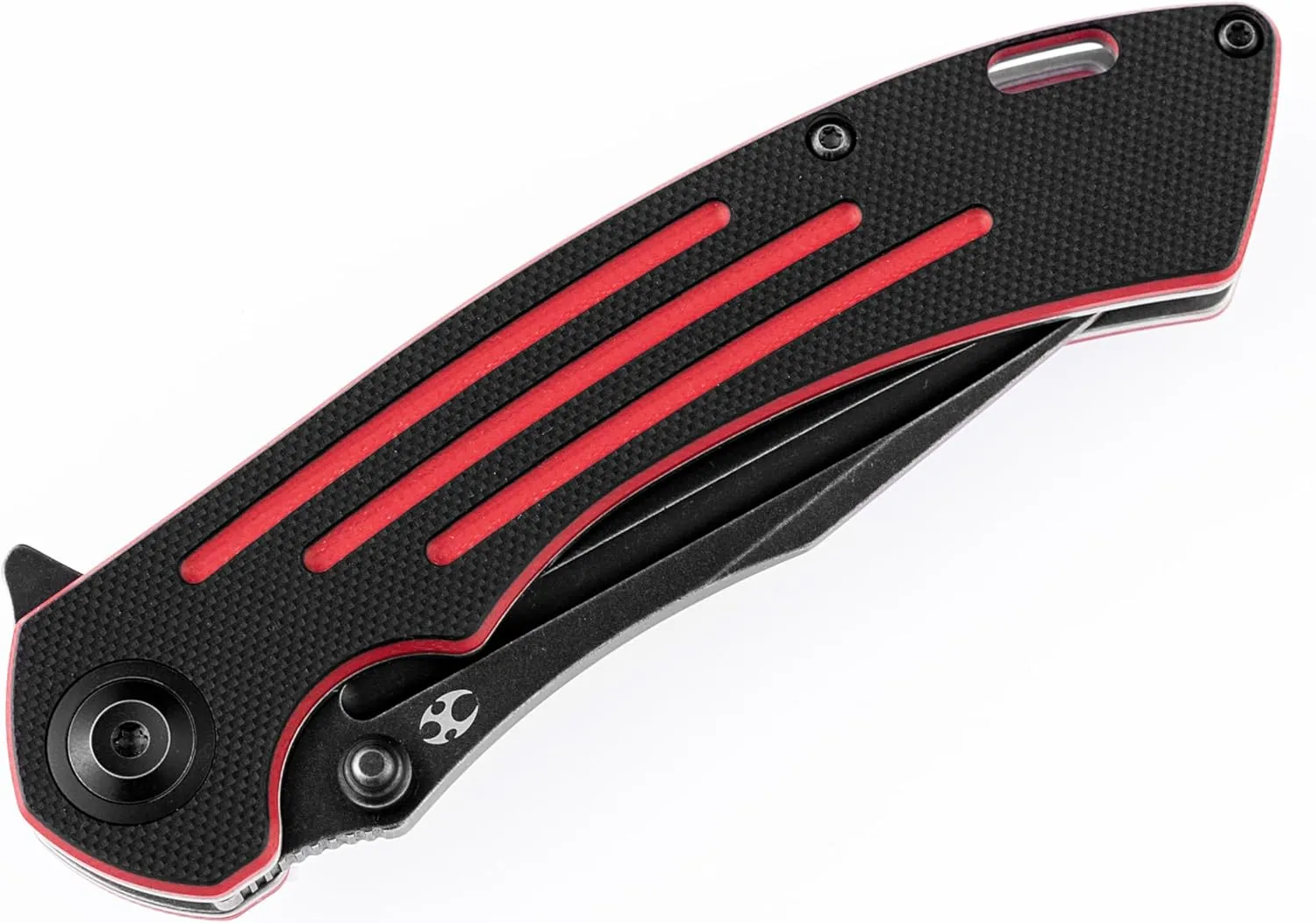 KANSEPT Pretatout Pocket Knives 8.3in Folding Knife with Black TiCn Coated 154CM Blade, Black and Red G10 Handle, Pocket Tactical Knife for Men Women, Envelope Opener with Thumb Stud T1032A1
