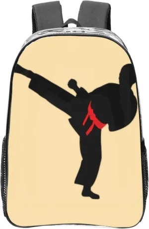 Karate Boy Vector Changeable Belt Color Print Large Clear PVC Backpack Men Women Suitable Bag Stadium Event Outdoor Sport Travel