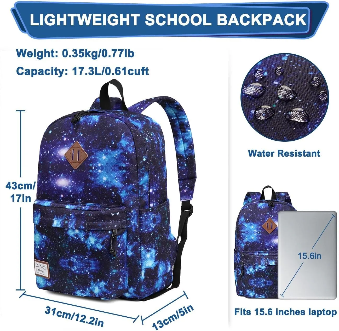 Kasqo Backpack for Women Men,Classic Lightweight Water-Resistant Bookbag for Teen Girls Boys,Travel School Casual Daypack