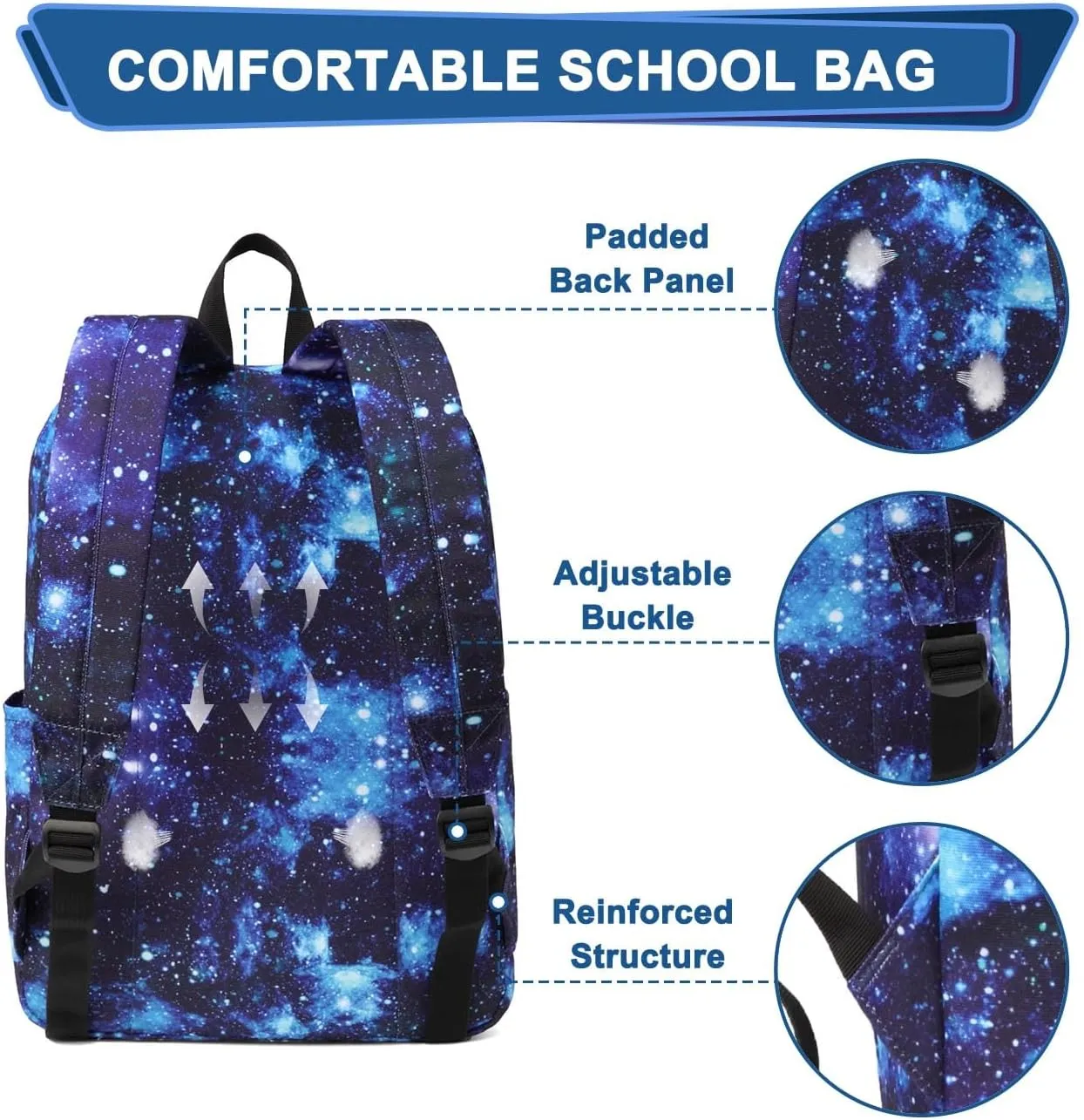 Kasqo Backpack for Women Men,Classic Lightweight Water-Resistant Bookbag for Teen Girls Boys,Travel School Casual Daypack