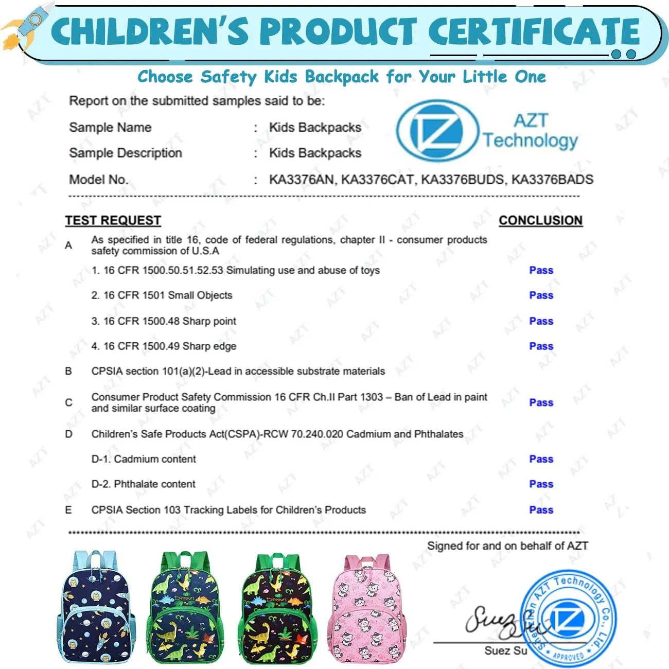 Kasqo Toddler Backpack, Water Resistant Preschool Kids Bookbag Kindergarten Daycare Schoolbag for Boys and Girls 3-6 Years,Blue Astronaut