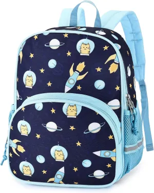 Kasqo Toddler Backpack, Water Resistant Preschool Kids Bookbag Kindergarten Daycare Schoolbag for Boys and Girls 3-6 Years,Blue Astronaut