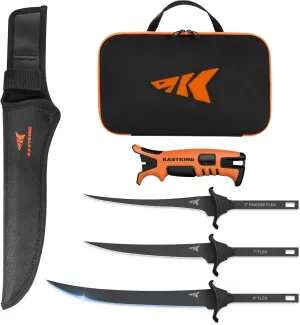 KastKing Interchangeable 3-Blade Fillet Knife Kit: Stainless Blades, Ergonomic Handle, Saltwater Resistant, Includes Case