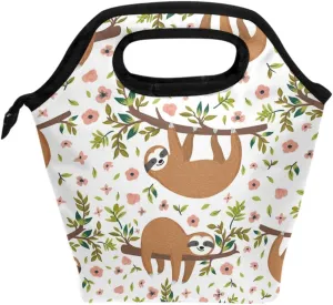 Kcldeci Sloth Lunch Bag Insulated Lunch Box Cooler Tote Handbag Food Container Gourmet Tote Warm Pouch For School Work Office