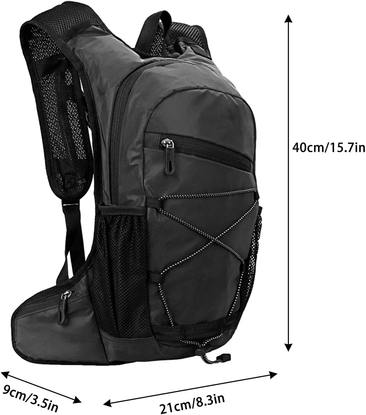 Keenso 8L Reflective Cycle Backpack, Hydration Pack with Water Bladder, Adjustable Straps Bag for Running, Hiking, Camping