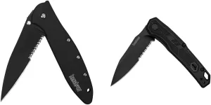 Kershaw Leek Black Serrated 3" Blade Pocketknife Bundle Appa 2.75" Serrated Tactical Folding Pocket Knife