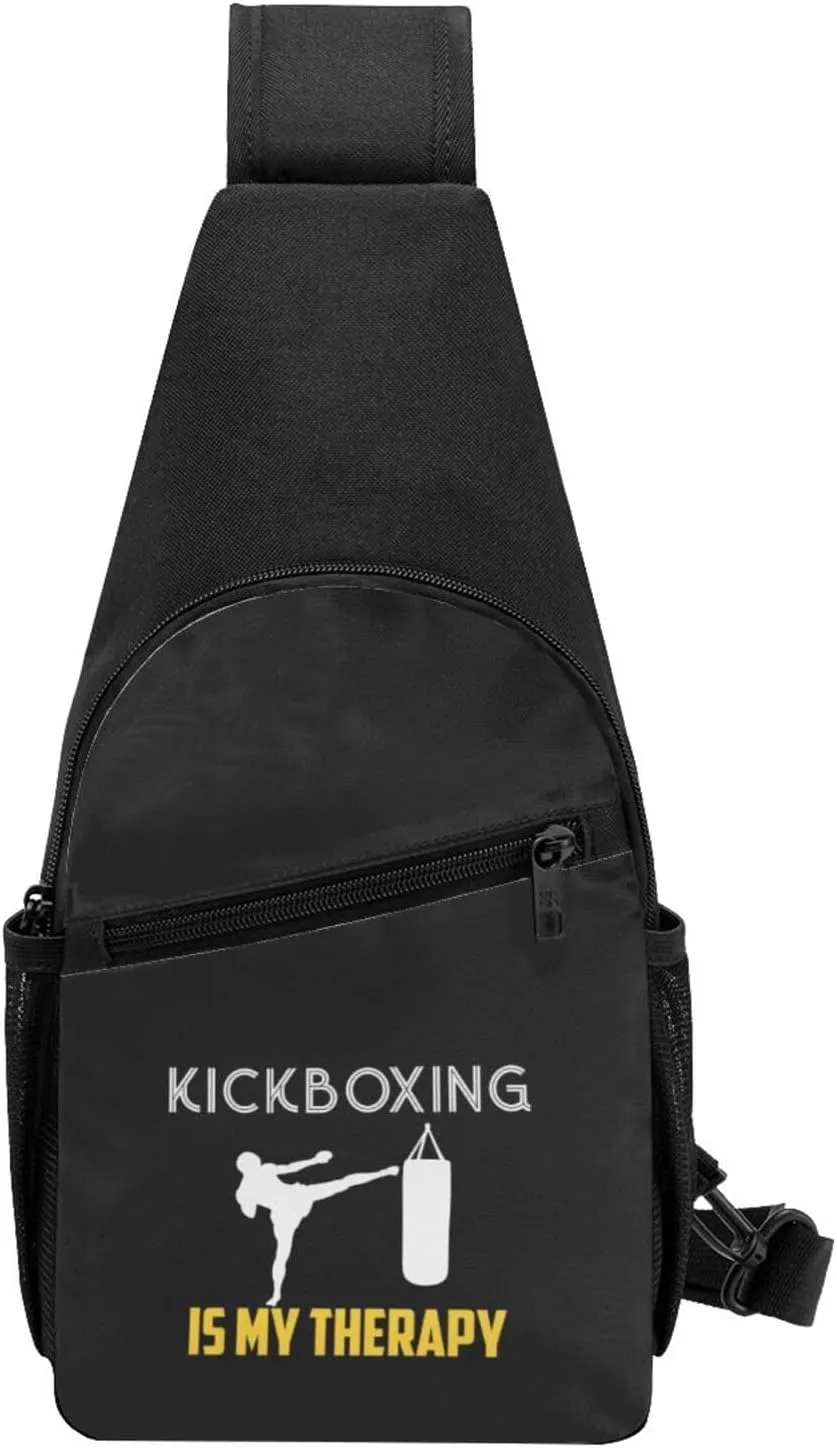 Kickboxing Is My Therapy Unisex Chest Bag Lightweight Crossbody Shoulder Bag Travel Pocket