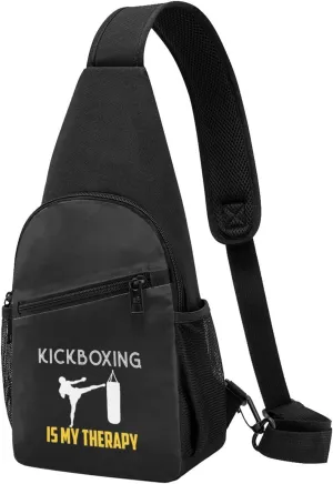 Kickboxing Is My Therapy Unisex Chest Bag Lightweight Crossbody Shoulder Bag Travel Pocket