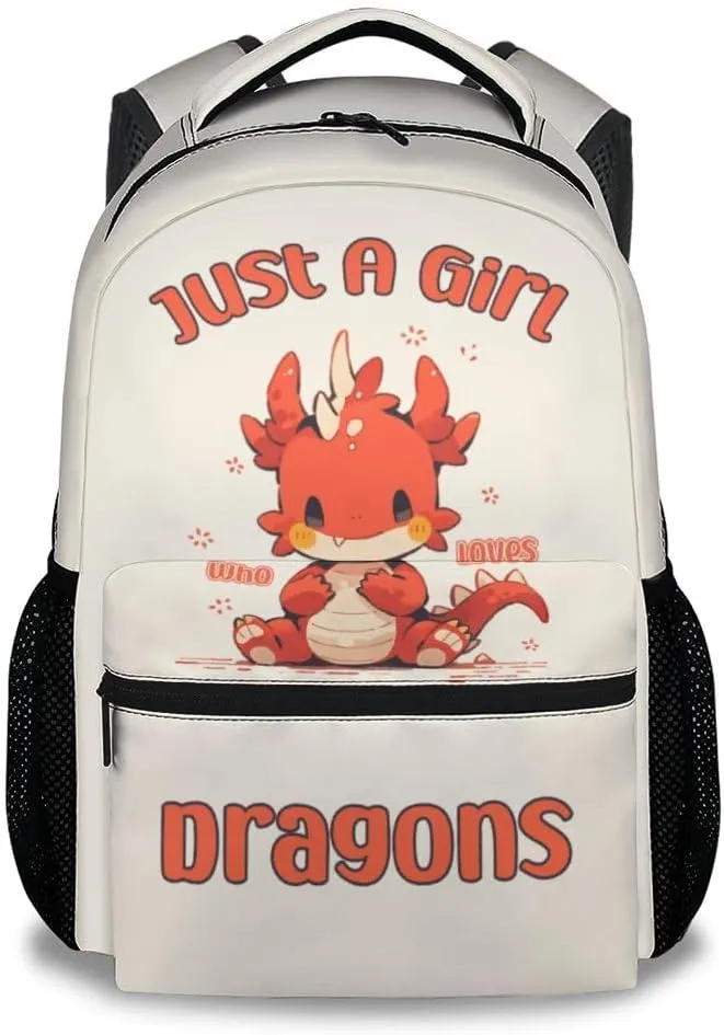 Kid Backpack for Girls - 17 Inch Light Yellow Durable Dragon Bookbag for School, Travel and Camp - Aesthetic School Backpack with Large Capacity, lightweight