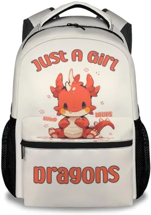 Kid Backpack for Girls - 17 Inch Light Yellow Durable Dragon Bookbag for School, Travel and Camp - Aesthetic School Backpack with Large Capacity, lightweight