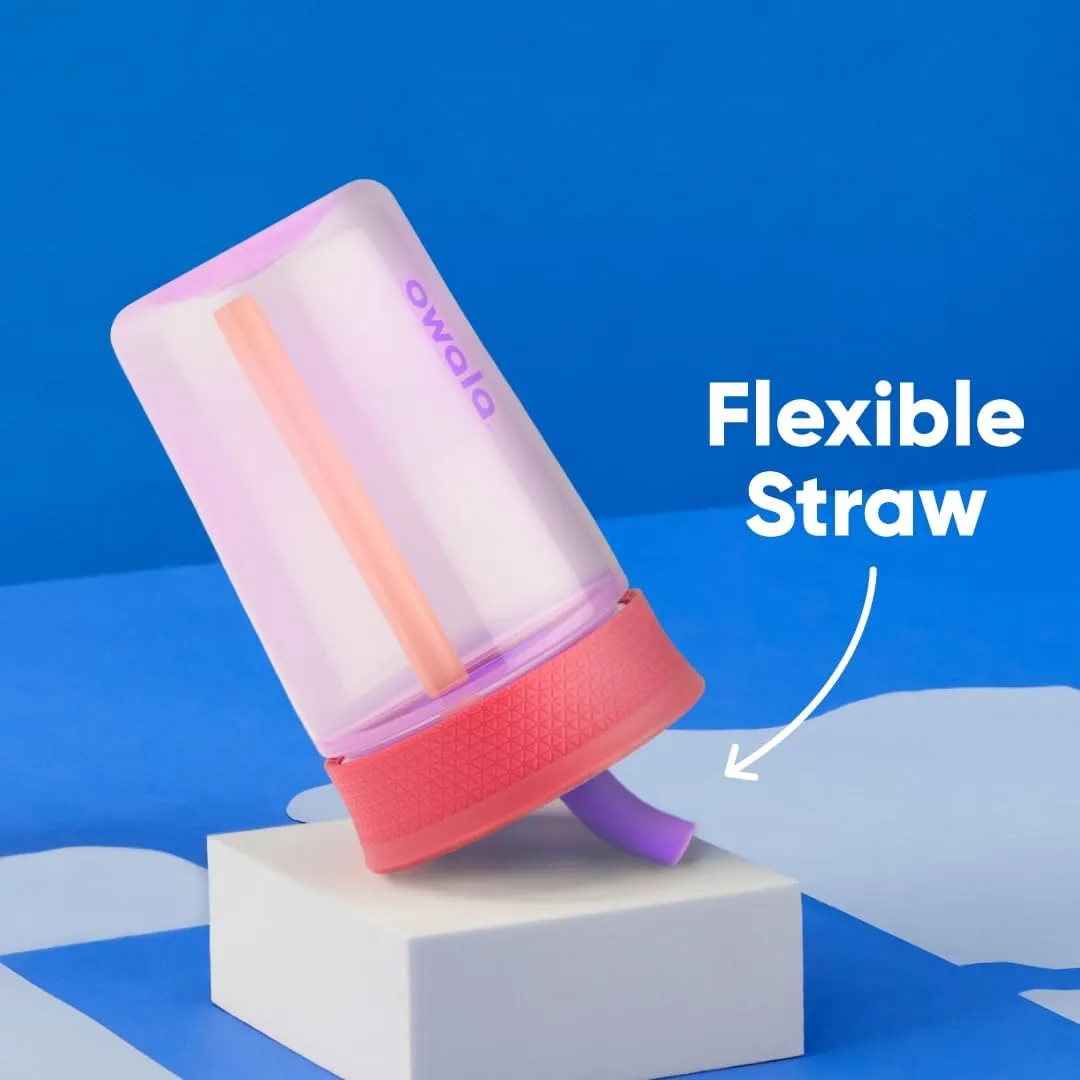 Kids Insulation BPA-Free Plastic Tumbler with Spill Resistant Flexible Straw, Easy to Clean, Kids Water Bottle, Great for Travel, Dishwasher Safe, 15 Oz, Pink and Purple (Lilac Rocket)