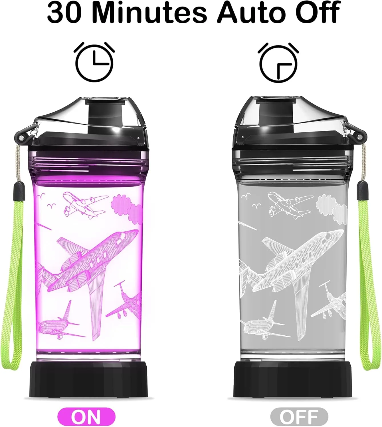 Kids Water Bottle, Airplane-themed Light-Up Sport Cup with 3D Glowing LED Airplane Light – 14 OZ Tritan BPA-Free - Gifts for School, Camping, and Holidays (Airplane)…
