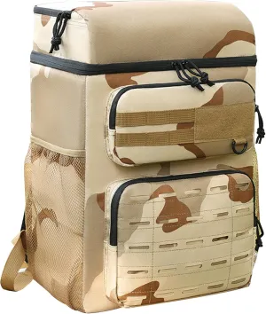 King'sGuard Tactical Backpack Cooler 30 Cans Soft Cooler Bag Heavy Duty Insulated Lunch Backpack for Men Leakproof Insulated Beach Picnic (DesertCamo)