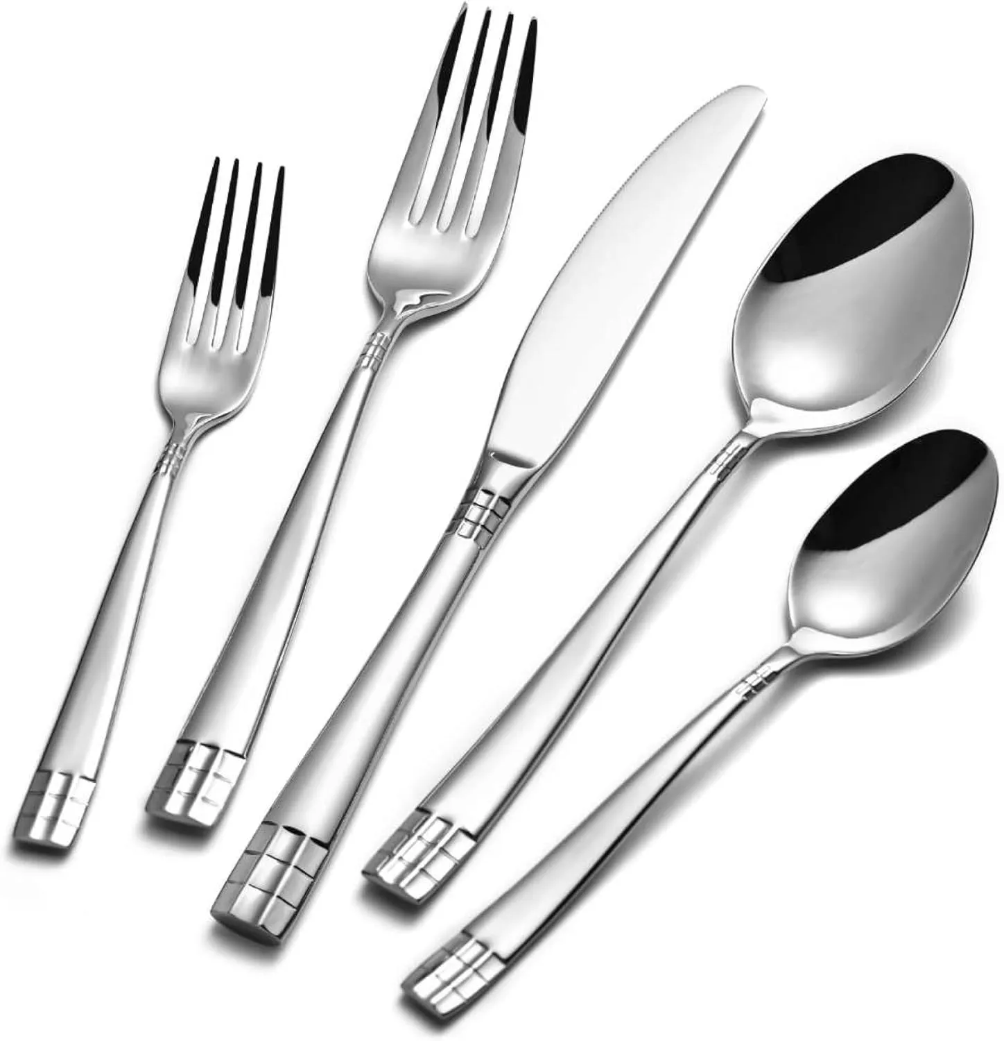 KINGSTONE Flatware Set, 20-Piece Luxury Silverware Set for 4, 18/10 Stainless Steel Cutlery Utensils Sets with European Design, Pure Hand Mirror Polished, Perfect for Family & Parties, Dishwasher Safe